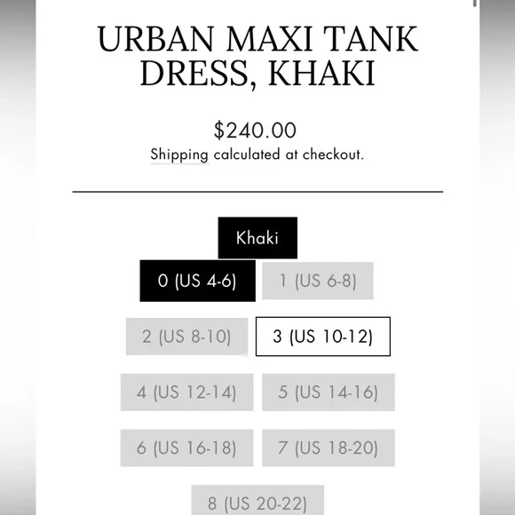 NWT ALEMBIKA URBAN MAXI TANKDRESS, KHAKI